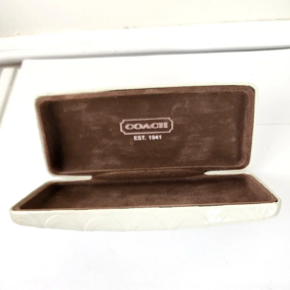 Coach Signature Cream Colored Hardshell Eyeglass Case